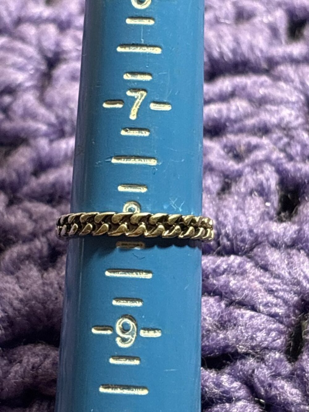 Vintage Silvertone Chain Texture Ring Size 8